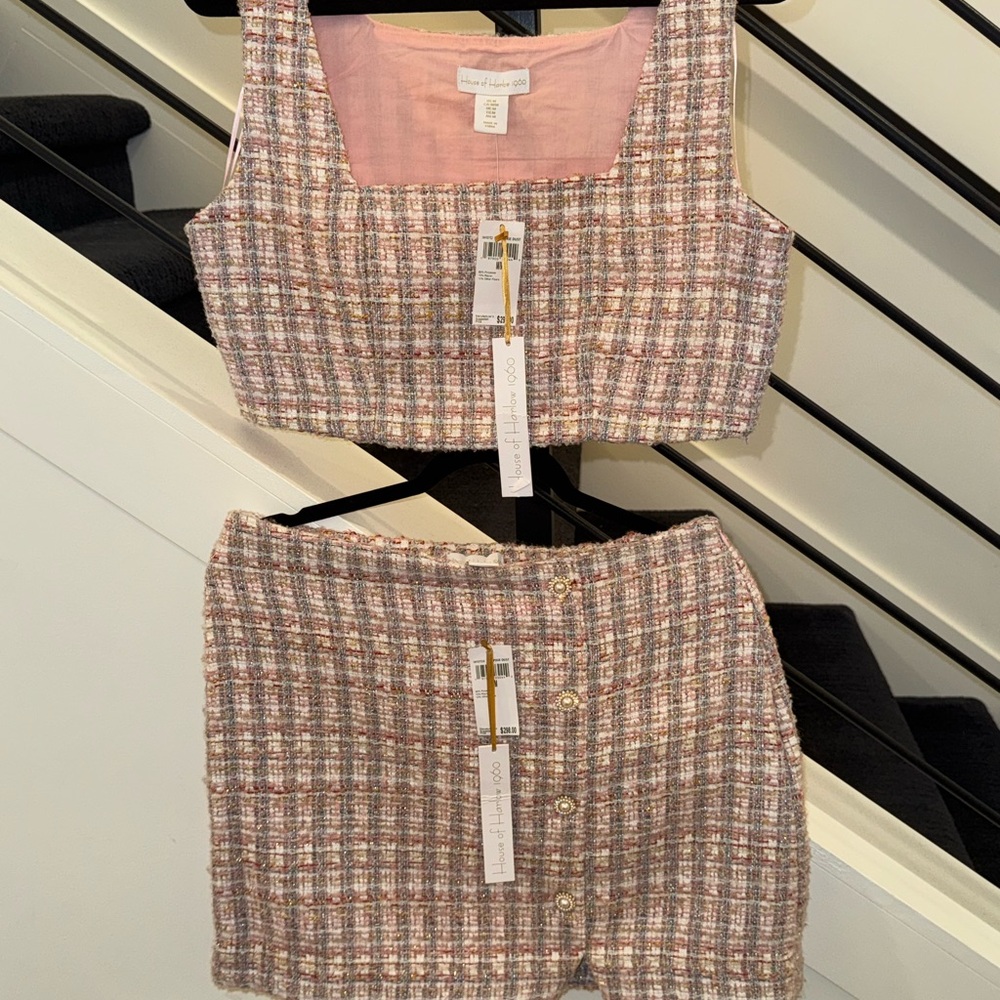 House of Harlow 1960 Pink Tweed Mini Skirt
